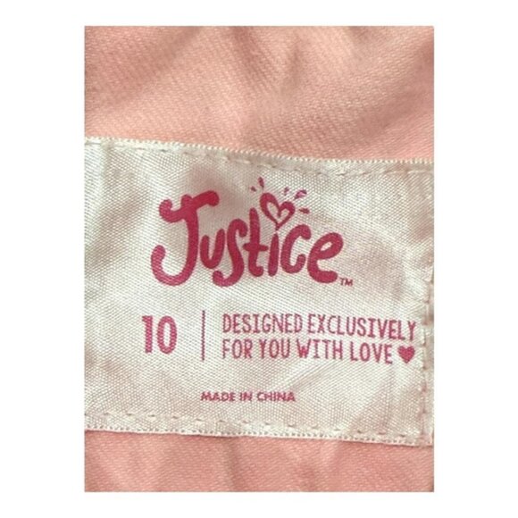 Justice Jacket Girls Size 10 Pink Denim Lace Floral Detail Long Sleeve Button Up - Picture 5 of 7